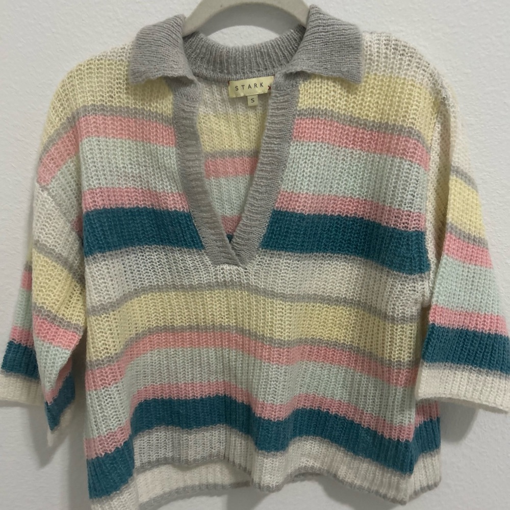 Stark Women's Striped Cardigan - Gray, Cream, Pink